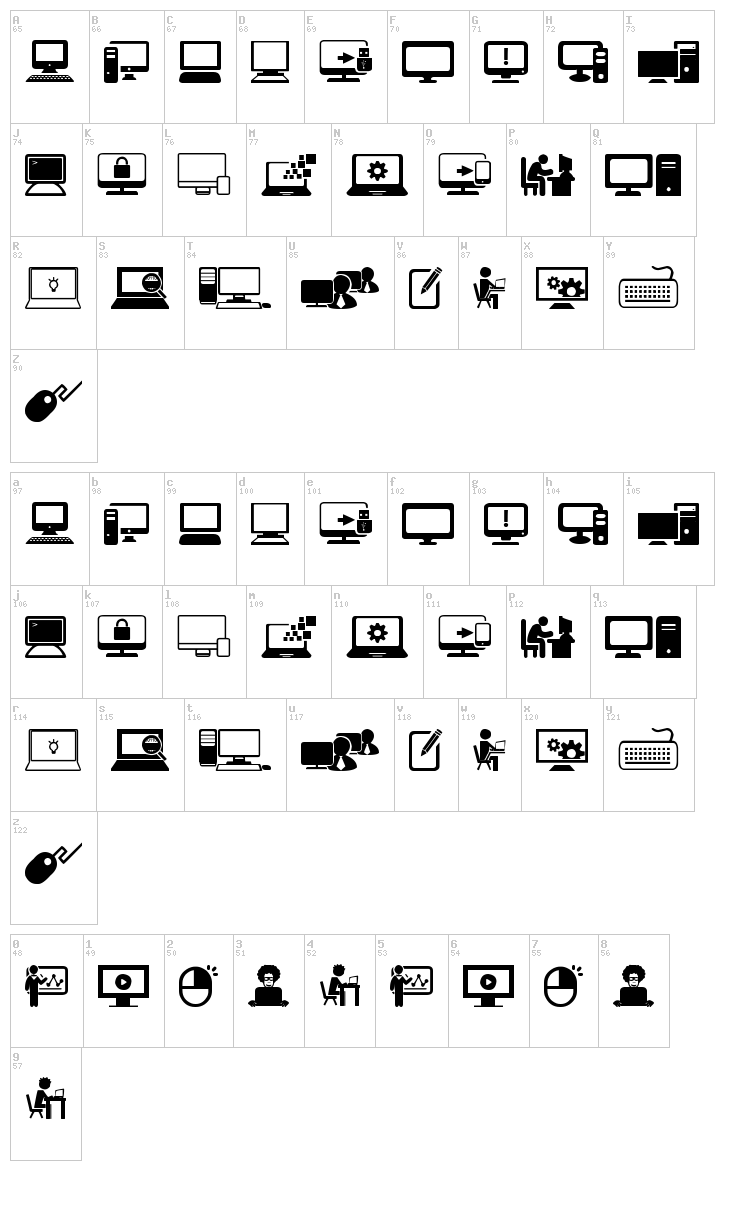 Computer icons font map